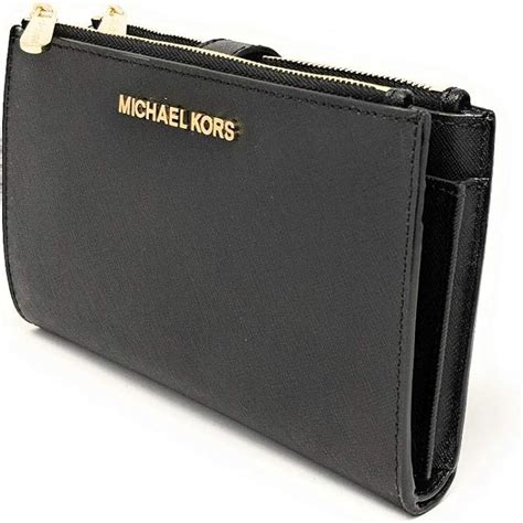 michael kors jet set signature travel wristlet black|Michael Kors saffiano bag.